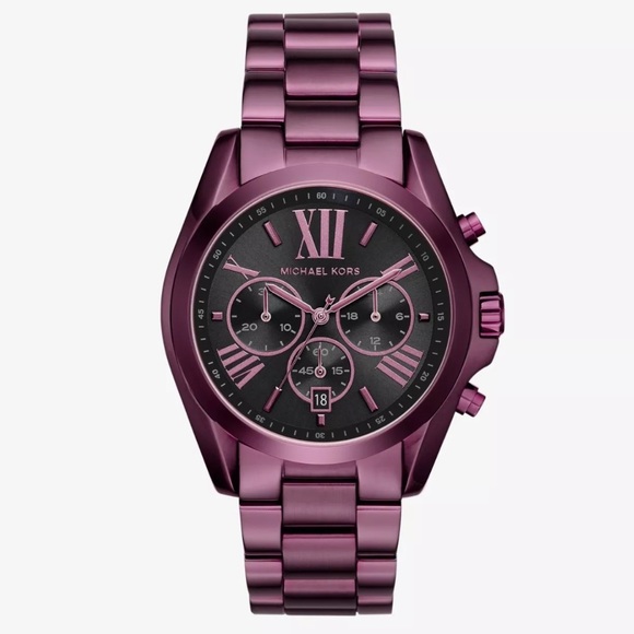 Michael Kors purple and black bradshaw watch - Picture 2 of 8